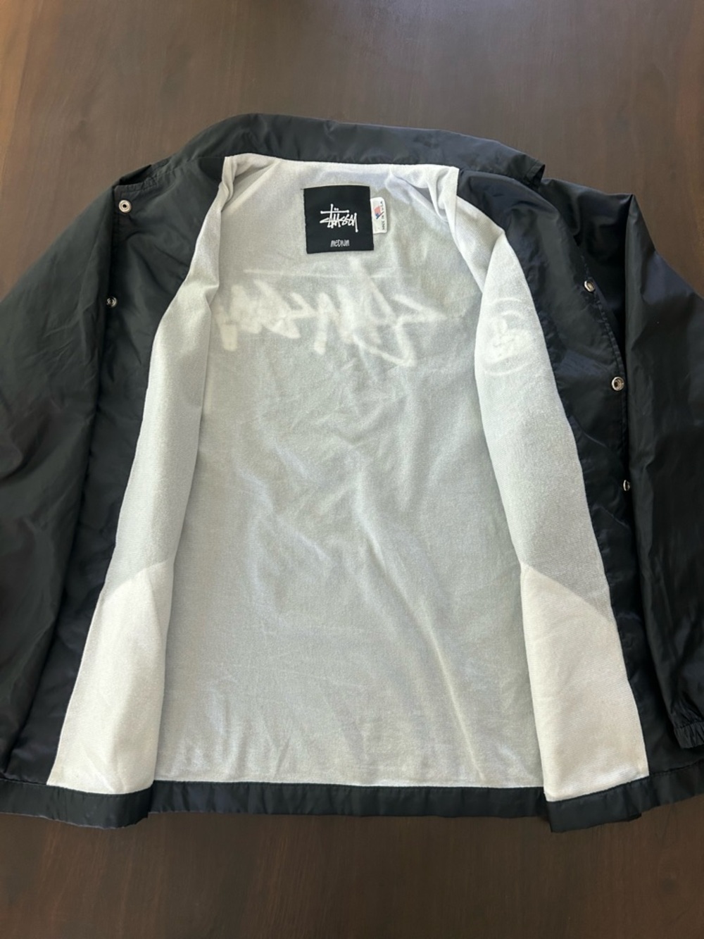 Stussy Link Script Logo Black Coach Jacket with Embroidered Logo - Picture 5 of 10